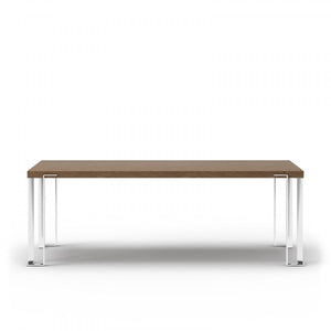 Homeroots 95" Walnut And Chrome Rectangular Manufactured Wood And Stainless Steel Dining Table   487374