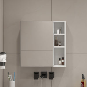 English Elm A white MDF mirror cabinet wall-mounted with storage compartments, space-saving, easy assembly, clear glass reflection69 W1512P405944