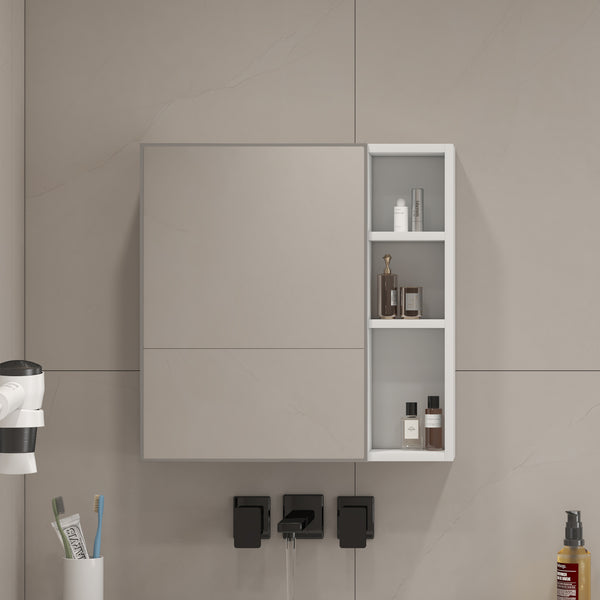 English Elm A white MDF mirror cabinet wall-mounted with storage compartments, space-saving, easy assembly, clear glass reflection69 W1512P405944