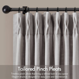 English Elm 2-piece Pinch Pleat Poly Linen Curtain Panels Tailored Formal Drape for Any Room Grey B035P482986