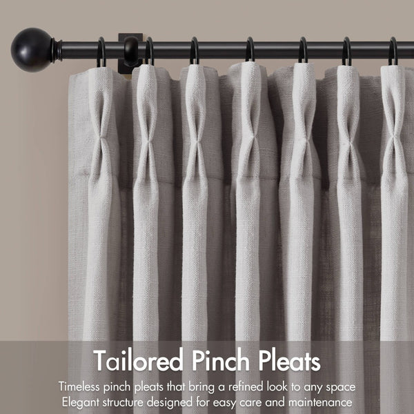 English Elm 2-piece Pinch Pleat Poly Linen Curtain Panels Tailored Formal Drape for Any Room Grey B035P482986