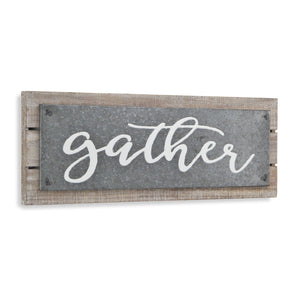 Homeroots 10" X 25" Brown And Gray Gather Wood And Metal Wall Decor  Wood And Metal 487513