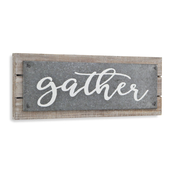 Homeroots 10" X 25" Brown And Gray Gather Wood And Metal Wall Decor  Wood And Metal 487513