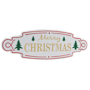 Homeroots 11" X 36" White Green And Red Merry Christmas Metal Wall Decor  Metal 487515