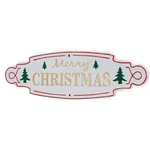 Homeroots 11" X 36" White Green And Red Merry Christmas Metal Wall Decor  Metal 487515