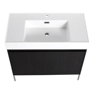 English Elm 36" Freestanding Bathroom Vanity with Durable Resin Sink and Soft-Close Cabinet Doors, Modern Storage Solution for Small Baths W1972S00014