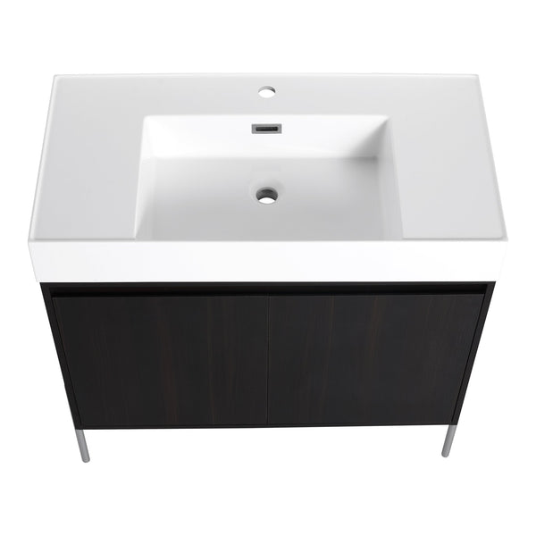 English Elm 36" Freestanding Bathroom Vanity with Durable Resin Sink and Soft-Close Cabinet Doors, Modern Storage Solution for Small Baths W1972S00014