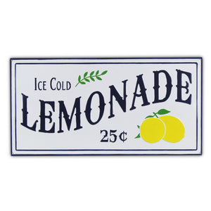 Homeroots 16" X 32" Blue And White Ice Cold Lemonade Metal Wall Decor  Metal 487519