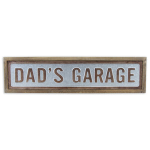 Homeroots 10" X 39" Gray And Brown Dad's Garage Wood And Metal Wall Decor  Wood And Metal 487522