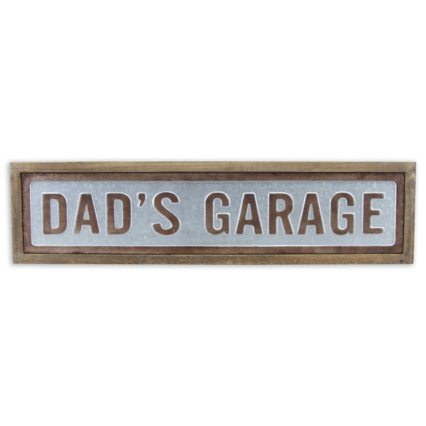 Homeroots 10" X 39" Gray And Brown Dad's Garage Wood And Metal Wall Decor  Wood And Metal 487522