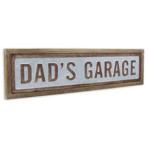 Homeroots 10" X 39" Gray And Brown Dad's Garage Wood And Metal Wall Decor  Wood And Metal 487522