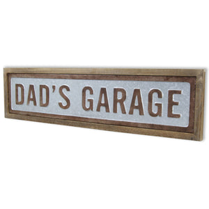 Homeroots 10" X 39" Gray And Brown Dad's Garage Wood And Metal Wall Decor  Wood And Metal 487522