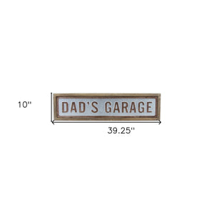 Homeroots 10" X 39" Gray And Brown Dad's Garage Wood And Metal Wall Decor  Wood And Metal 487522
