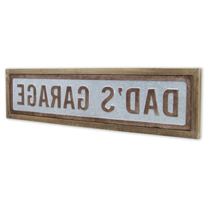 Homeroots 10" X 39" Gray And Brown Dad's Garage Wood And Metal Wall Decor  Wood And Metal 487522