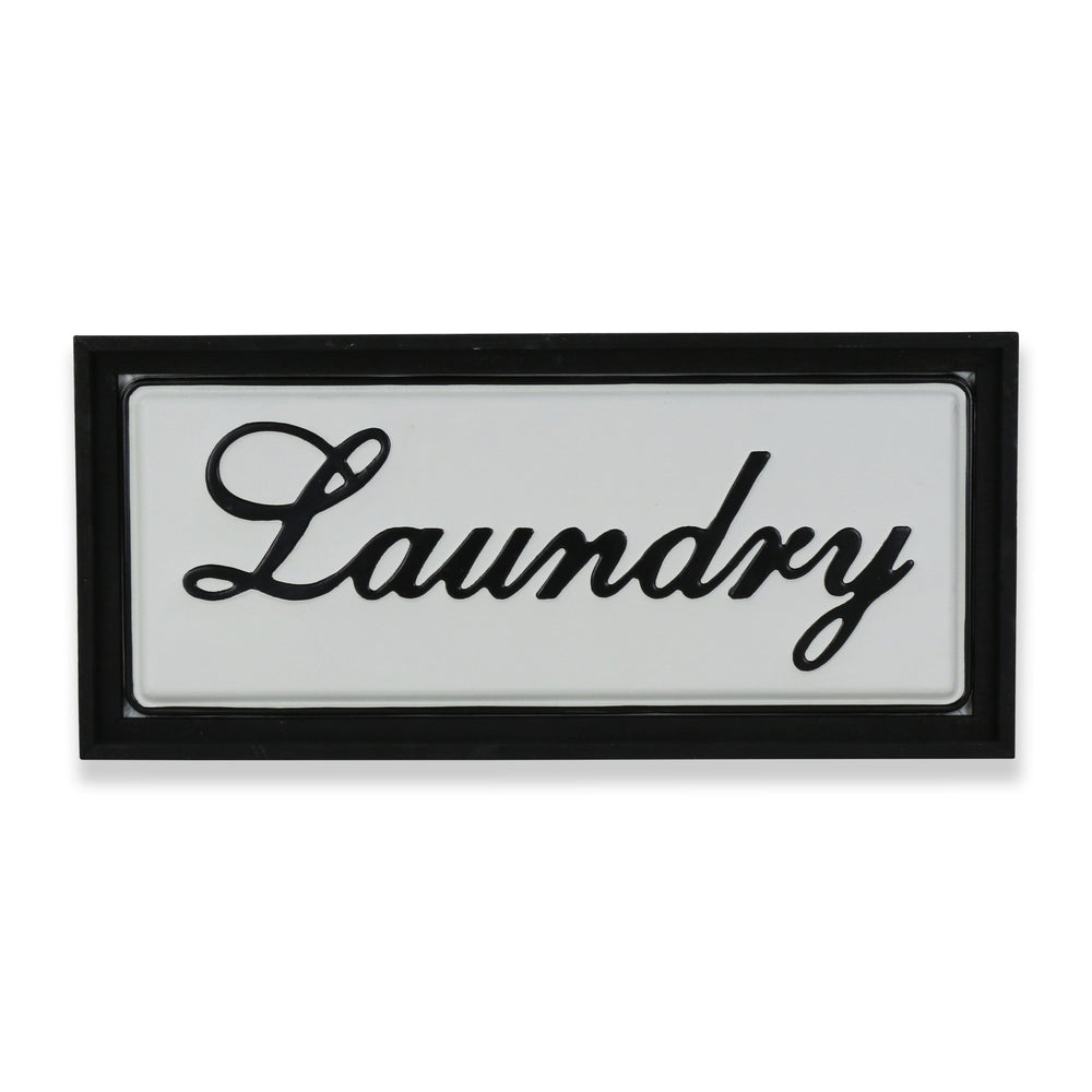 Homeroots 11" X 24" Black And White Handcrafted Laundry Metal Wall Decor  Metal 487537