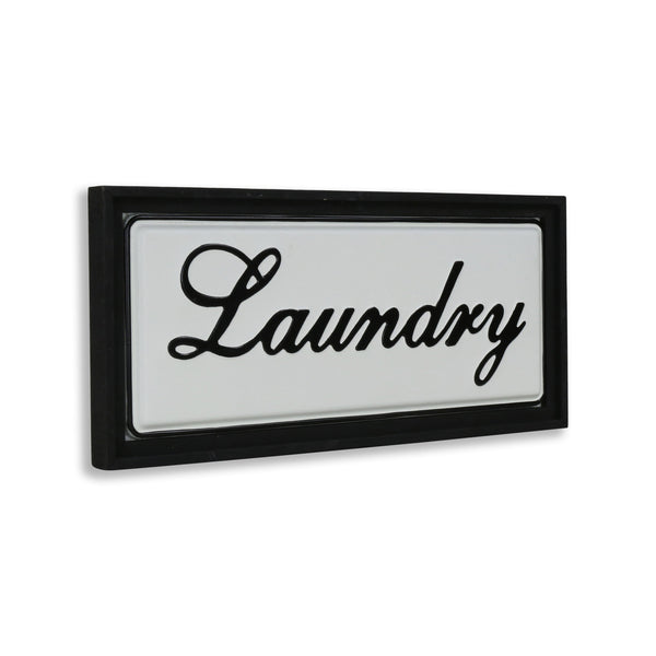 Homeroots 11" X 24" Black And White Handcrafted Laundry Metal Wall Decor  Metal 487537