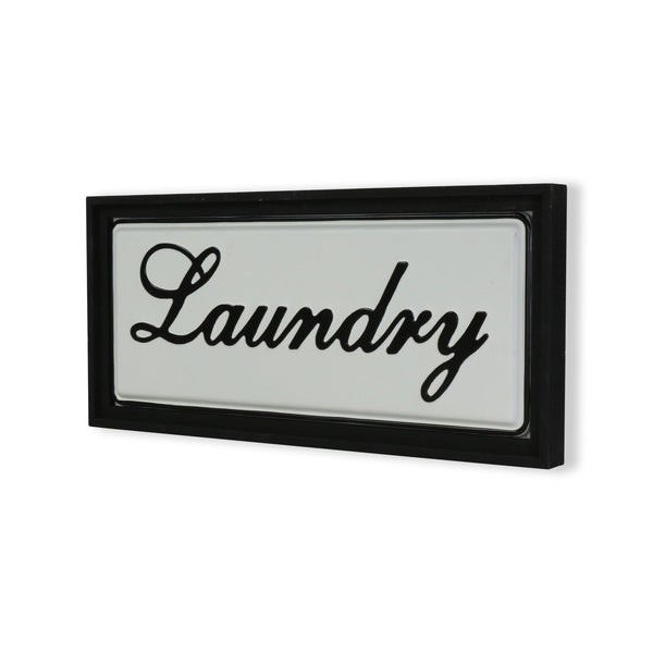 Homeroots 11" X 24" Black And White Handcrafted Laundry Metal Wall Decor  Metal 487537