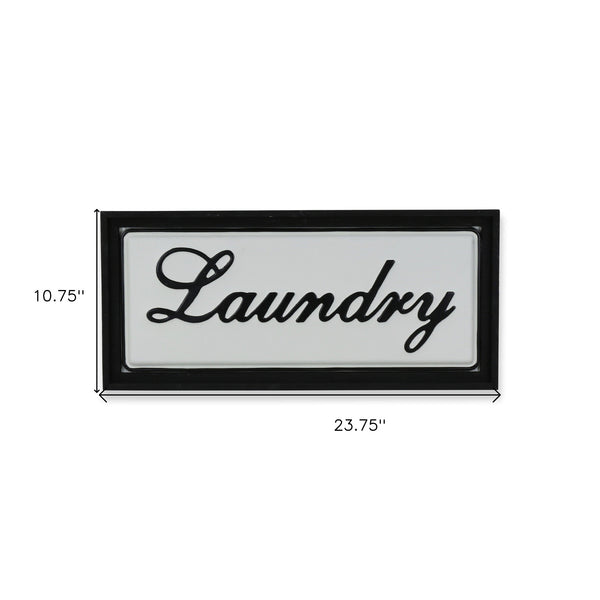 Homeroots 11" X 24" Black And White Handcrafted Laundry Metal Wall Decor  Metal 487537