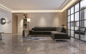 Homeroots 2' X 8' Grey Blue Geometric Power Loom Stain Resistant Area Rug  Polyester 487551