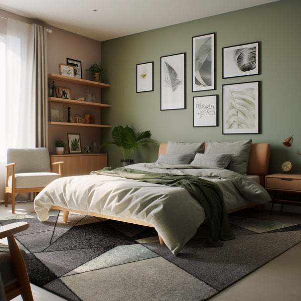 Homeroots 2' X 8' Grey Blue Geometric Power Loom Stain Resistant Area Rug  Polyester 487551