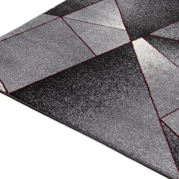 Homeroots 2' X 8' Grey Blue Geometric Power Loom Stain Resistant Area Rug  Polyester 487551