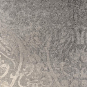 HomeRoots 4' X 6' Grey Damask Area Rug - Stain Resistant, Durable Power Loom Design for Elegant Living Spaces 487552