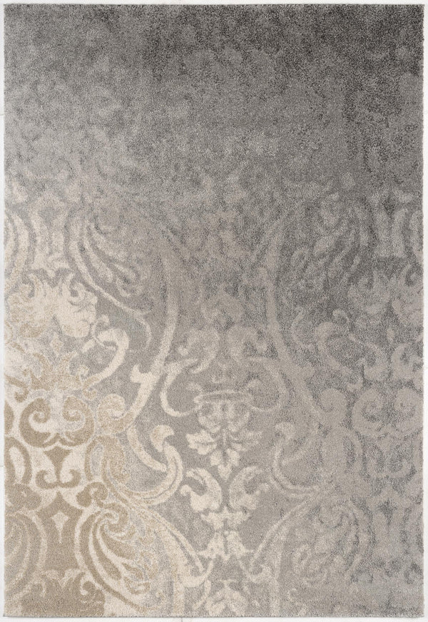 Homeroots 8' X 11' Gray Damask Washable Non Skid Area Rug  Polyester 487553