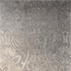 Homeroots 8' X 11' Gray Damask Washable Non Skid Area Rug  Polyester 487553