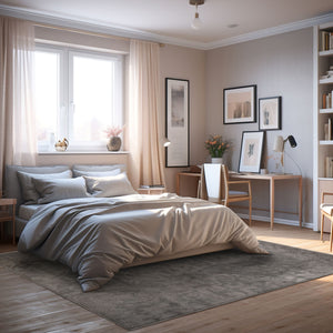 Homeroots 8' X 11' Gray Damask Washable Non Skid Area Rug  Polyester 487553