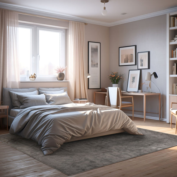 Homeroots 8' X 11' Gray Damask Washable Non Skid Area Rug  Polyester 487553