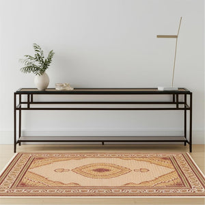 HomeRoots 4' Timeless Beige and Ivory Oriental Area Rug – Durable, Stain-Resistant, Perfect for Any Space! 4' X 6' Rectangle 487558