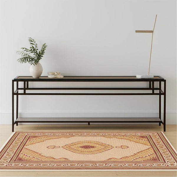 HomeRoots 4' Timeless Beige and Ivory Oriental Area Rug – Durable, Stain-Resistant, Perfect for Any Space! 4' X 6' Rectangle 487558