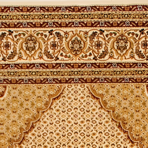 Homeroots 5' Cream Round Oriental Power Loom Area Rug  Olefin 487559