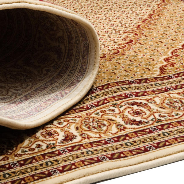 Homeroots 5' Cream Round Oriental Power Loom Area Rug  Olefin 487559