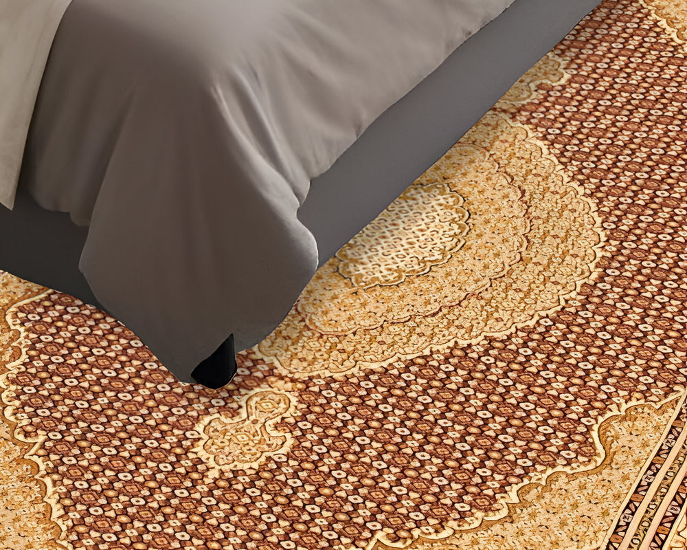 Homeroots 7' Cream Round Oriental Power Loom Area Rug  Olefin 487561