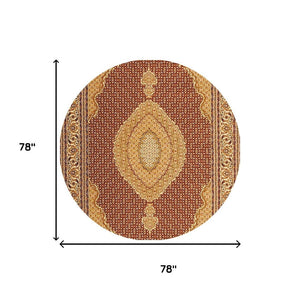 HomeRoots 4' Timeless Beige and Ivory Oriental Area Rug – Durable, Stain-Resistant, Perfect for Any Space! 7' Round Round 487561
