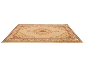 HomeRoots 8' X 11' Beige and Ivory Oriental Power Loom Area Rug - Durable, Stain-Resistant Elegance for Any Space 487562