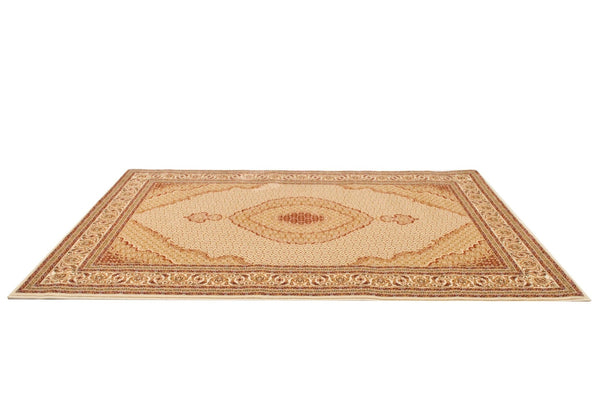 HomeRoots 8' X 11' Beige and Ivory Oriental Power Loom Area Rug - Durable, Stain-Resistant Elegance for Any Space 487562