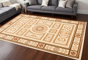 Homeroots 8' X 11' Beige And Ivory Oriental Power Loom Area Rug  Olefin 487563