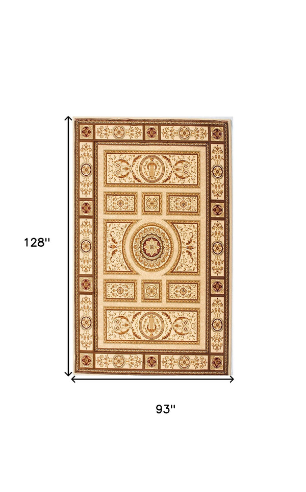 Homeroots 8' X 11' Beige And Ivory Oriental Power Loom Area Rug  Olefin 487563