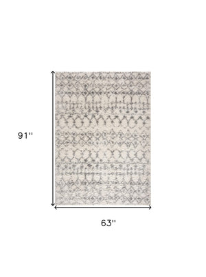 Homeroots 5' X 8' Gray And Ivory Southwestern Shag Power Loom Area Rug  Polyester 487566