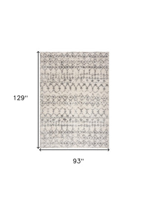 Homeroots 8' X 11' Gray And Ivory Southwestern Shag Power Loom Area Rug  Polyester 487567