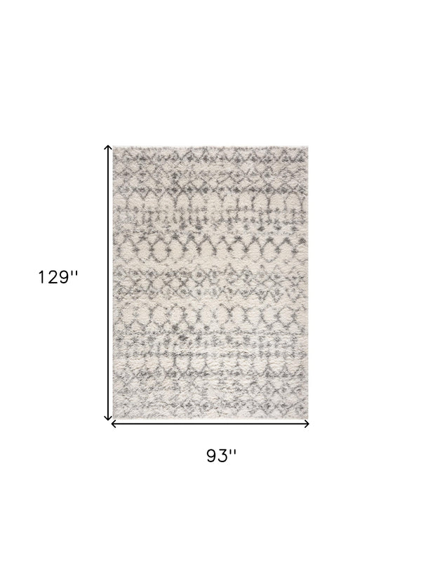 Homeroots 8' X 11' Gray And Ivory Southwestern Shag Power Loom Area Rug  Polyester 487567