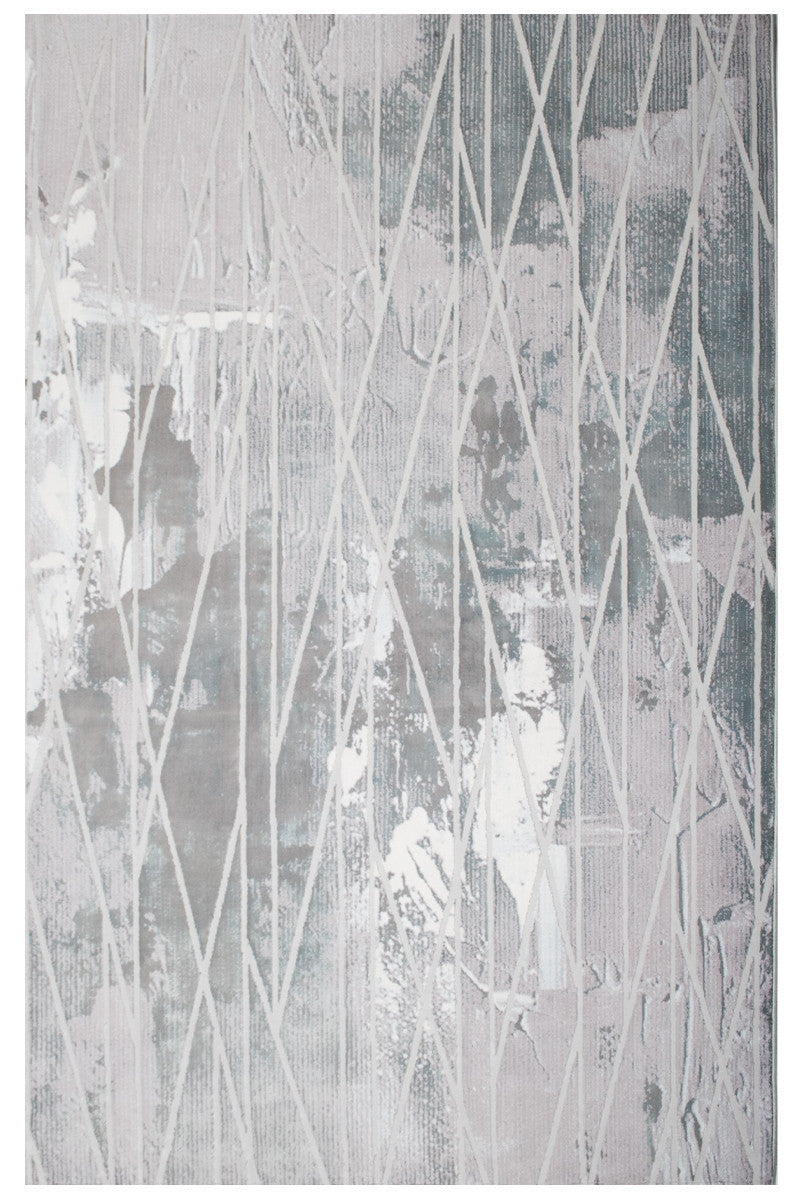 Homeroots 8' X 11' Blue Abstract Stain Resistant Area Rug  Polyester,Cotton 487568