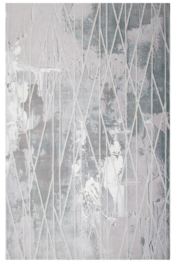 Homeroots 8' X 11' Blue Abstract Stain Resistant Area Rug  Polyester,Cotton 487568