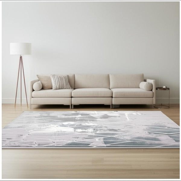 HomeRoots 8' Blue Abstract Stain-Resistant Area Rug - Modern Design for Living Rooms, Bedrooms & Playrooms 8' X 11' 487568