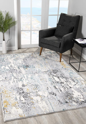 Homeroots 2' X 8' Grey And White Abstract Power Loom Stain Resistant Area Rug  Polyester,Cotton 487571