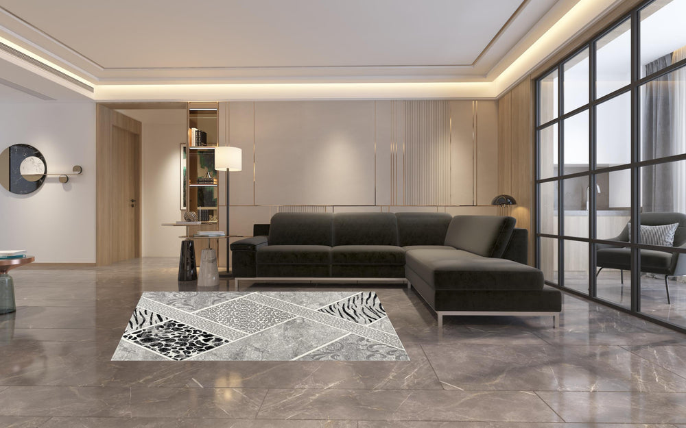 Homeroots 5' X 8' Grey Geometric Power Loom Stain Resistant Area Rug  Olefin 487575