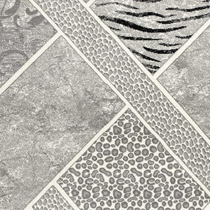 HomeRoots 4' Grey Geometric Area Rug - Power Loomed, Stain Resistant, Modern Design for Home Décor Style 5' X 8' 487575