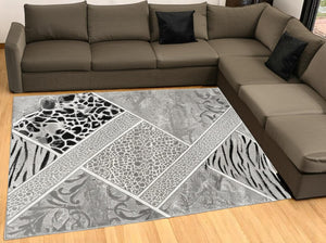 HomeRoots 4' Grey Geometric Area Rug - Power Loomed, Stain Resistant, Modern Design for Home Décor Style 8' X 11' 487576
